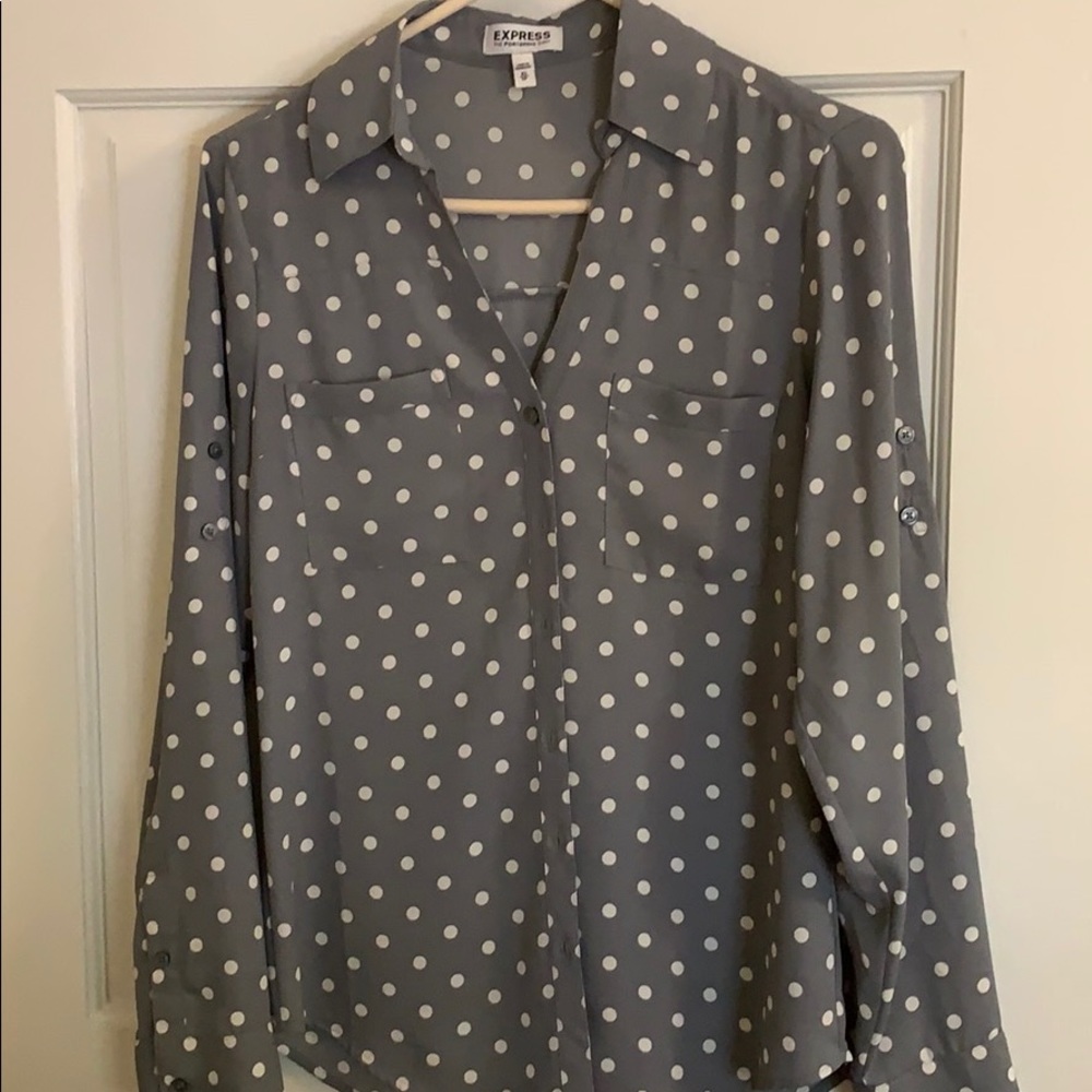 Express Portofino Shirt (Gray/white polka dot)